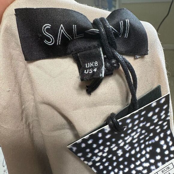 SALONI Ink Tiger Animal Print Black LEA Silk Wrap A-Line Mini Dress Size 4 - Picture 7 of 11